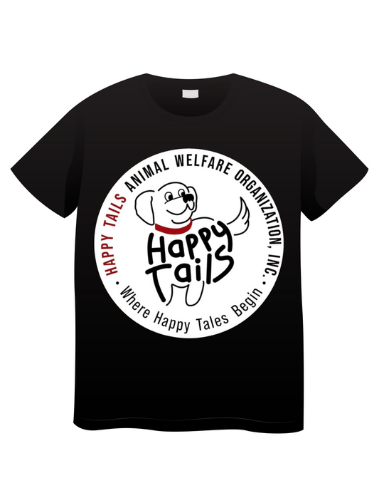 Happy Tails Large Logo Black T-Shirt